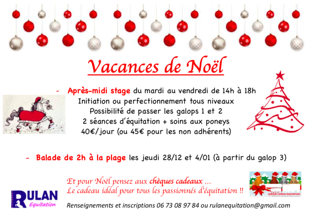 Cours des vacances de Noël